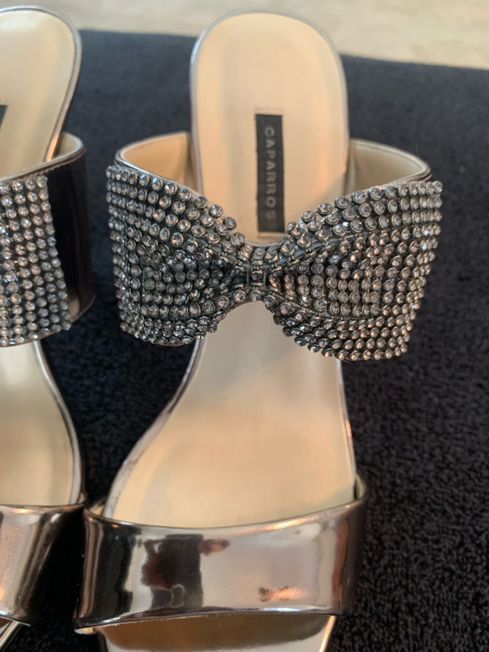 Caparros Silver Bow-Embellished Mule Sandals - Picture 4 of 9